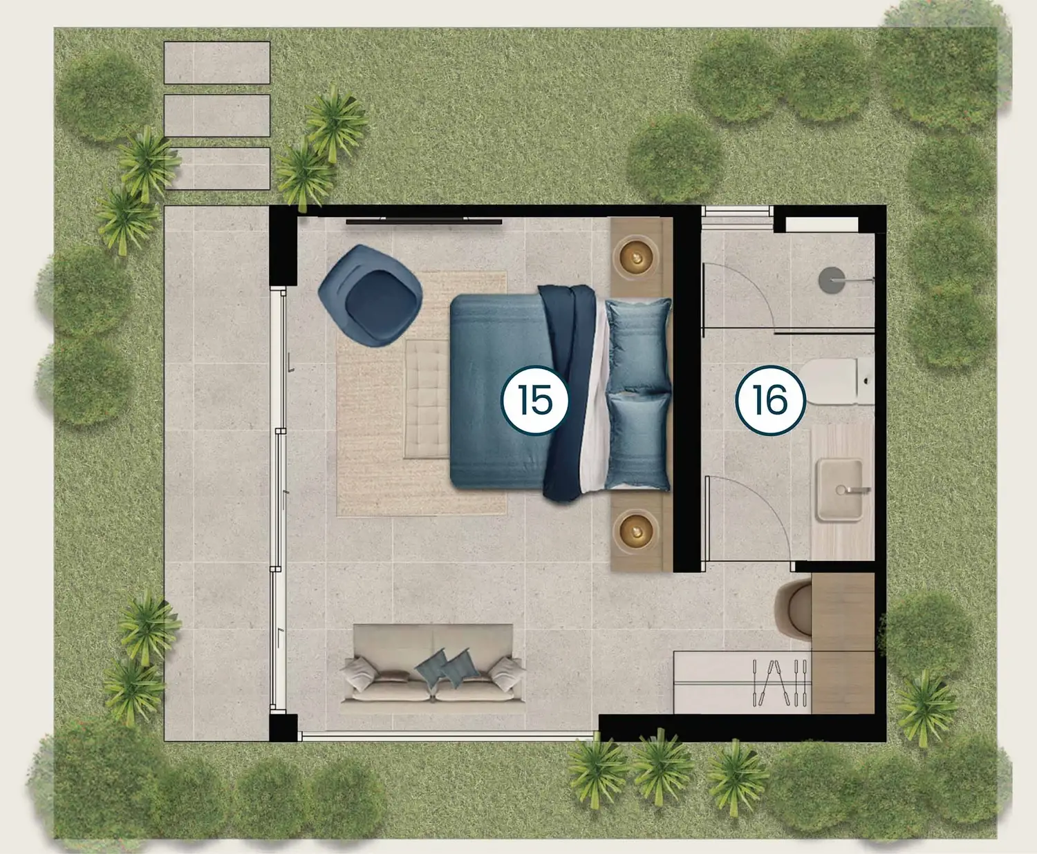 The free-standing third bedroom, KĀHLĪ Hillside Villa 8