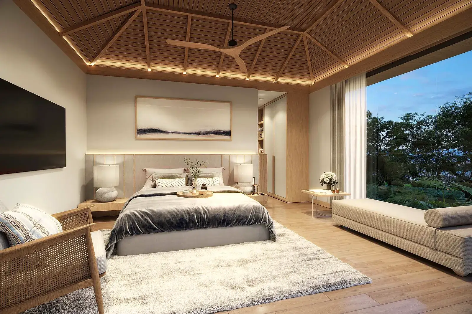 ห้องนอนใหญ่ใน KĀHLĪ Hillside Villa