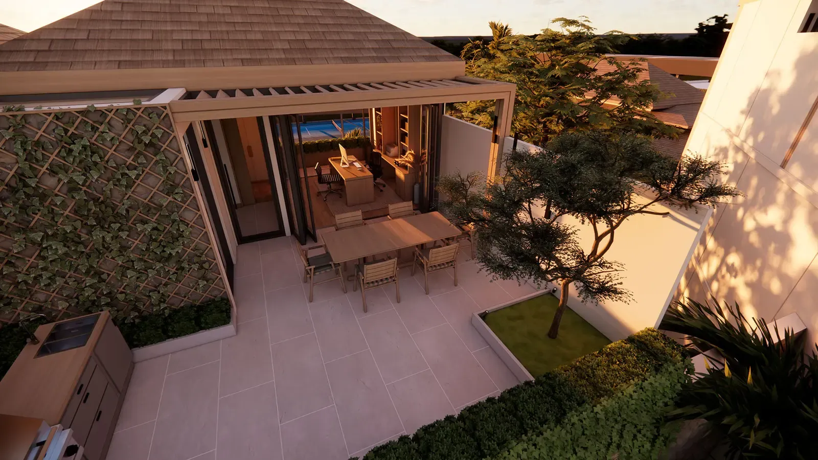 ระเบียงดาดฟ้าของบ้าน KĀHLĪ Terrace
