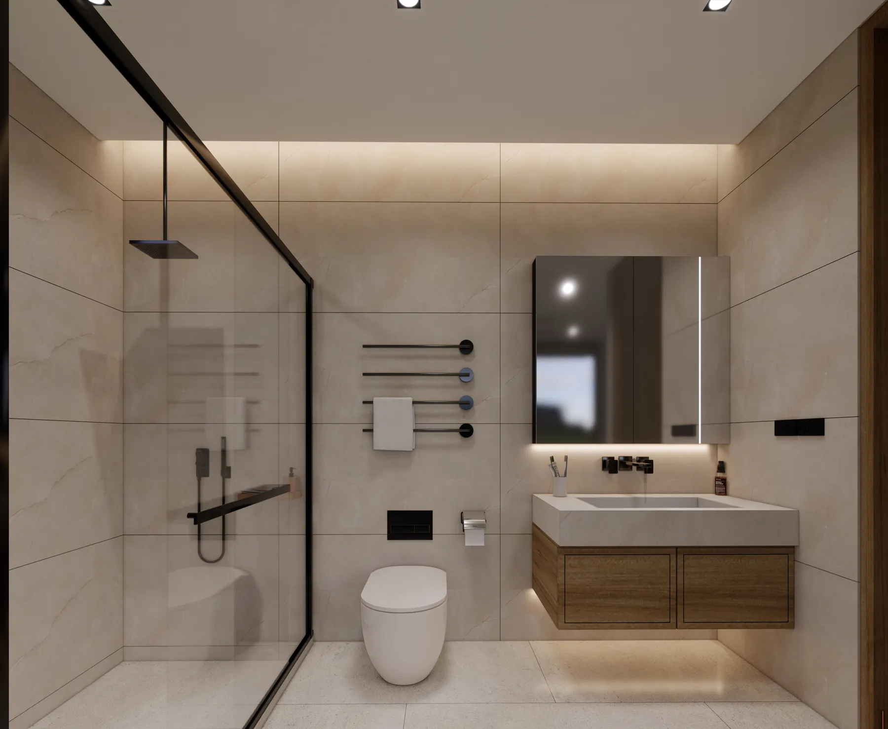 Ванная комната с тропическим душем, KĀHLĪ Hillside Villas, Вилла 15