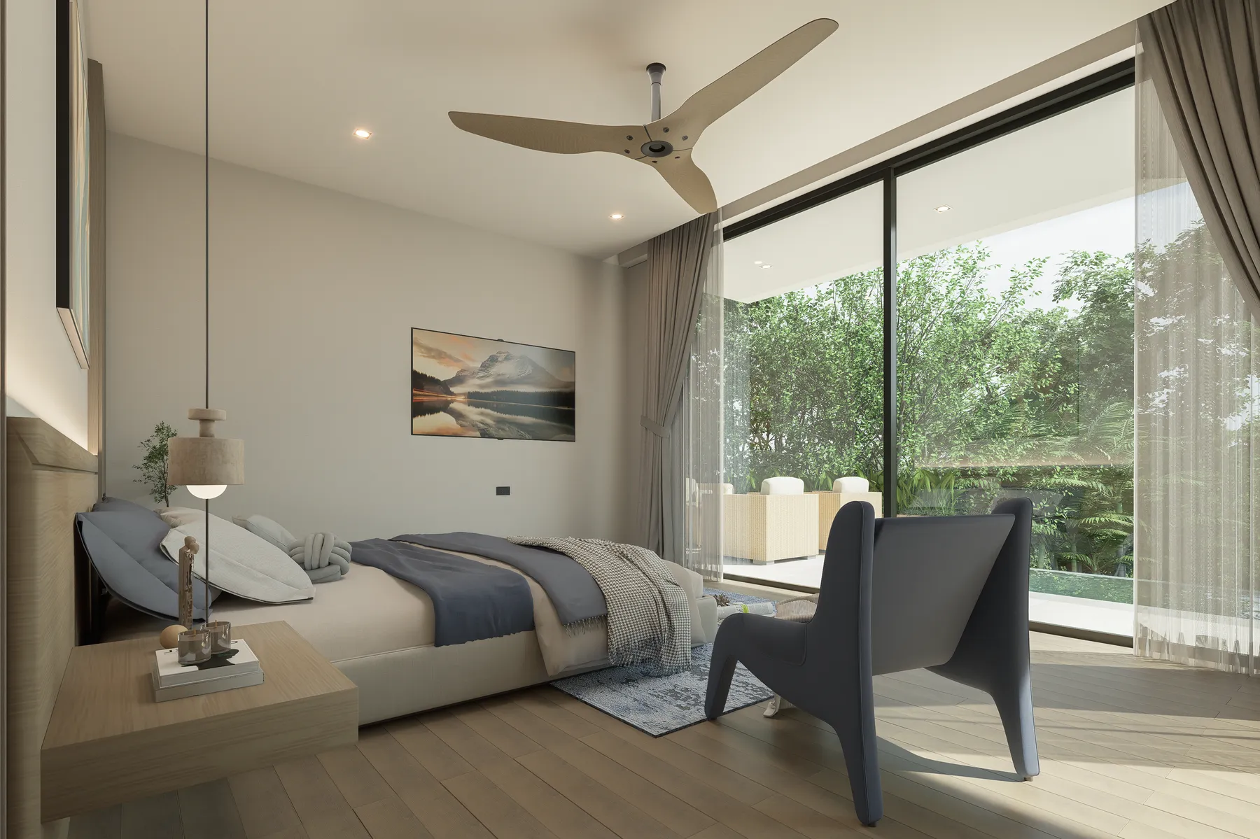 Спальня 1 на первом этаже, KĀHLĪ Hillside Villas, Вилла 15