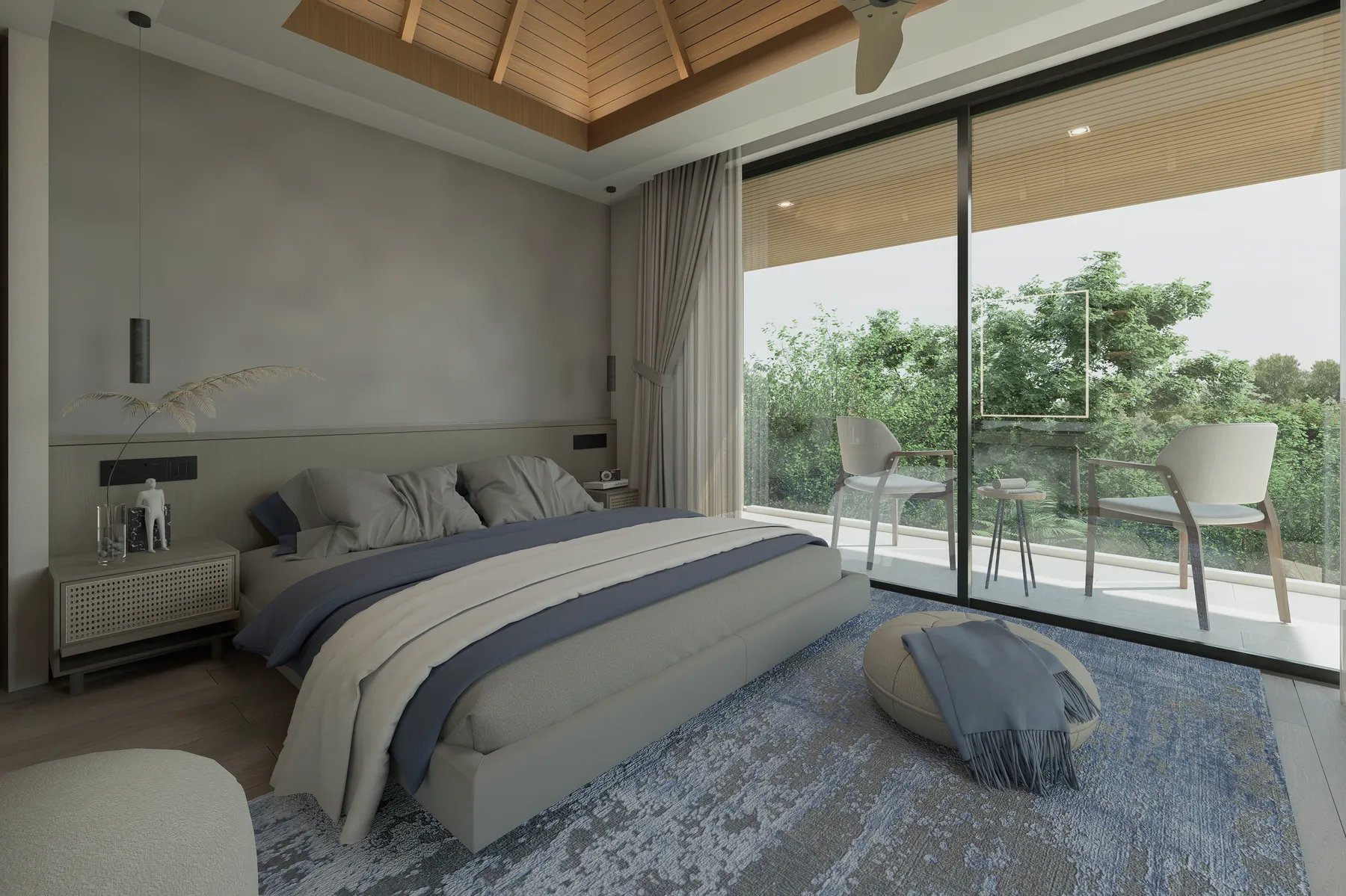 Спальня 2 с выходом на террасу, KĀHLĪ Hillside Villas, Вилла 15