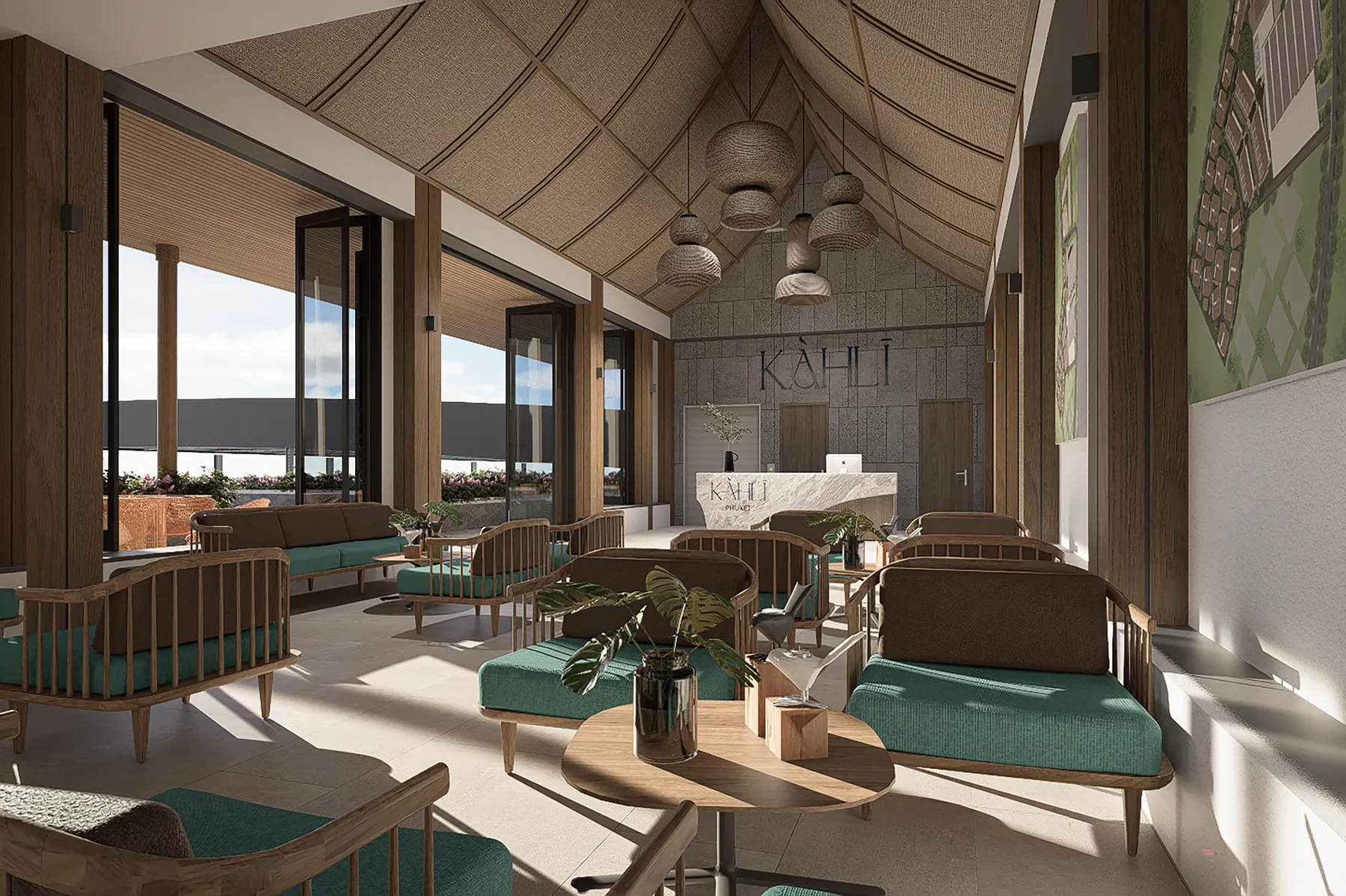 Интерьер лобби KĀHLĪ, KĀHLĪ Hillside Villas, Вилла 15