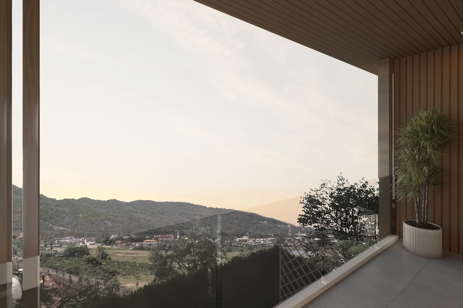 ระเบียงชั้นบน พร้อมวิวจริง วิลล่า 16 ที่ KĀHLĪ Hillside
