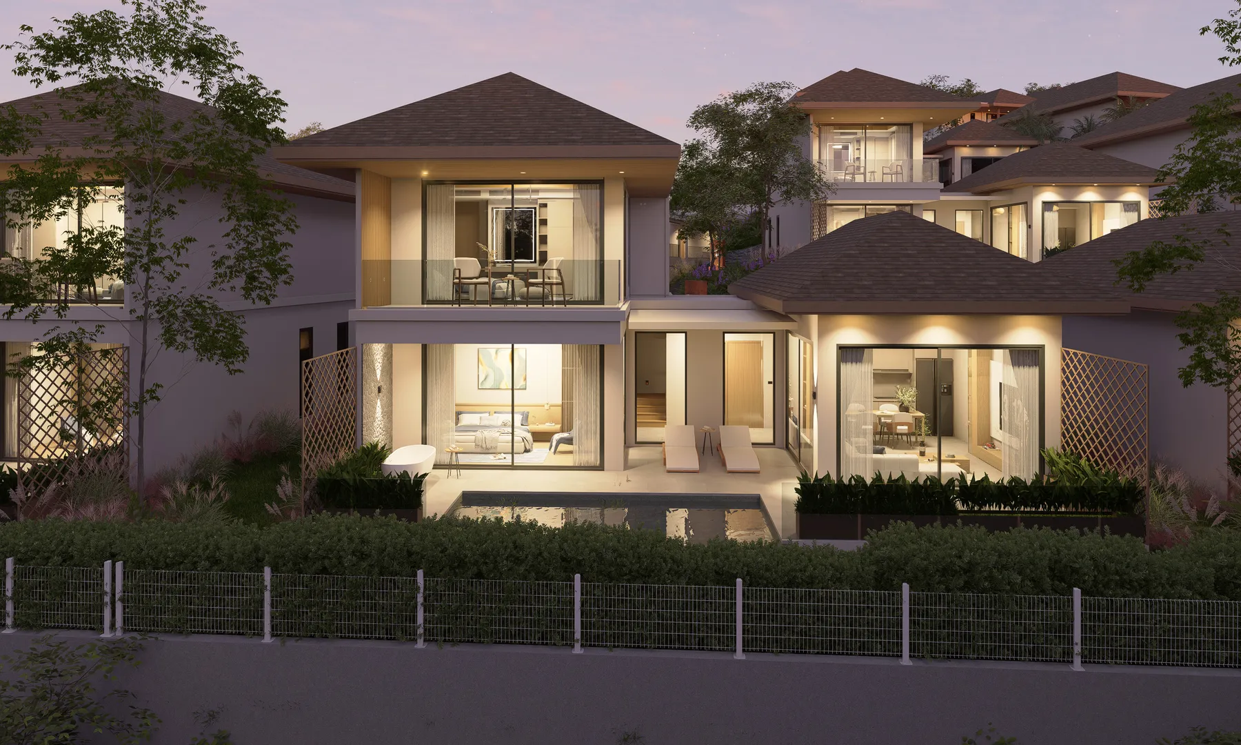 วิลล่า 2 ยามพลบค่ำ KĀHLĪ Hillside Villa แบบสองห้องนอน